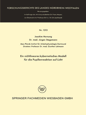 cover image of Ein nichtlineares kybernetisches Modell für die Pupillenreaktion auf Licht